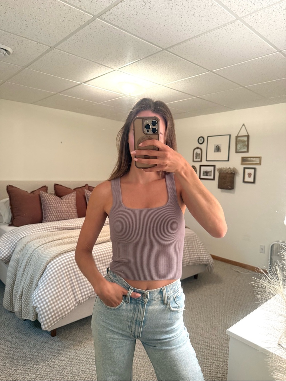 Abercrombie & Fitch Ribbed Square-Neck Tank Top